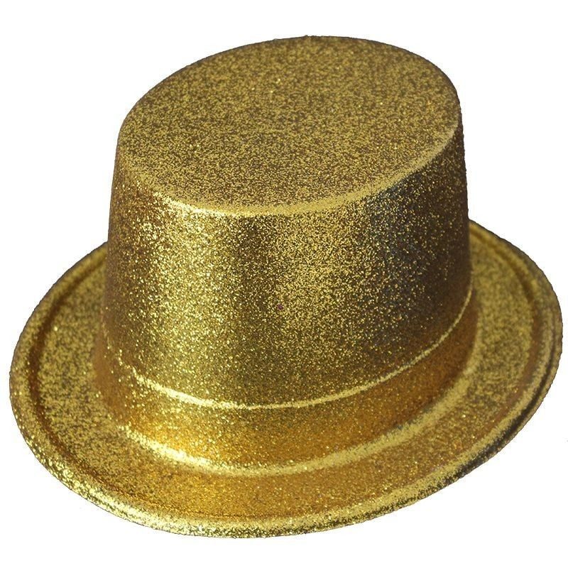 Lisinya193 Altın Renk Uzun Plastik Simli Parti Şapkası