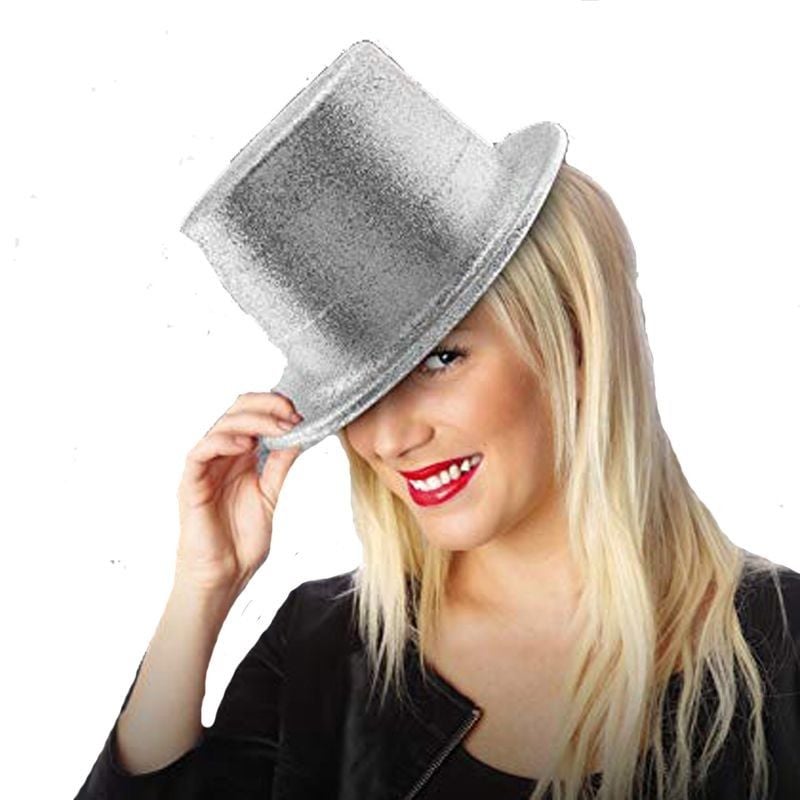 Lisinya193 Gümüş Renk Uzun Plastik Simli Parti Şapkası
