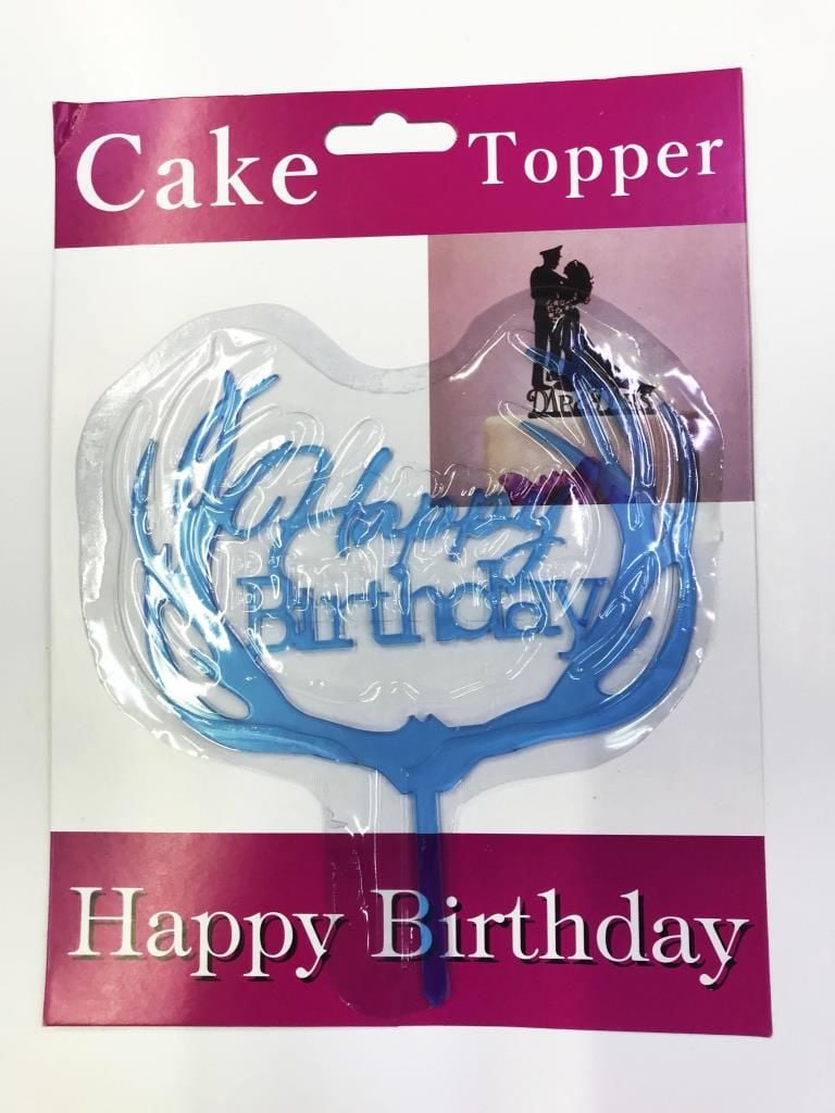 Lisinya193  Birthday Yazılı Mavi Dallı Pasta Kek Çubuğu