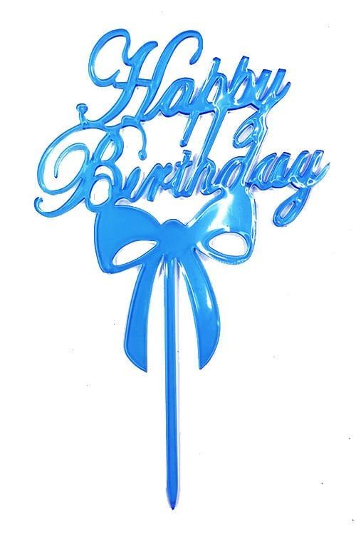 Lisinya193  Birthday Yazılı Mavi Renk Pasta Süslemesi Kek Çubuğu 13 cm