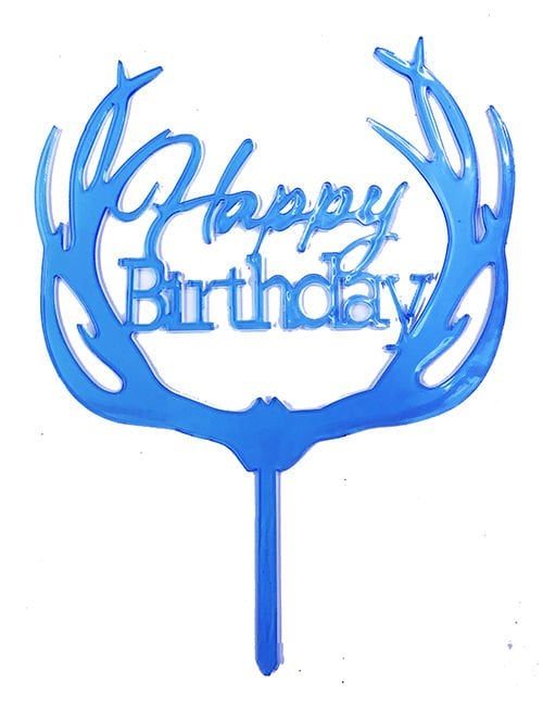 Lisinya193  Birthday Yazılı Pasta Süslemesi Kek Çubuğu Mavi Renk 13 cm