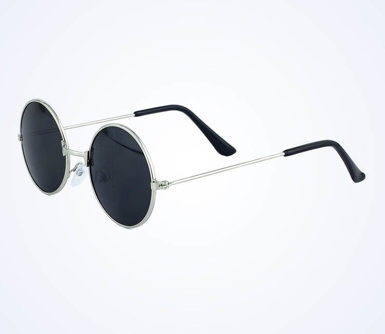 Lisinya193 Yuvarlak Cam John Lennon Tarzı Gümüş Çerçeli Siyah Gözlük