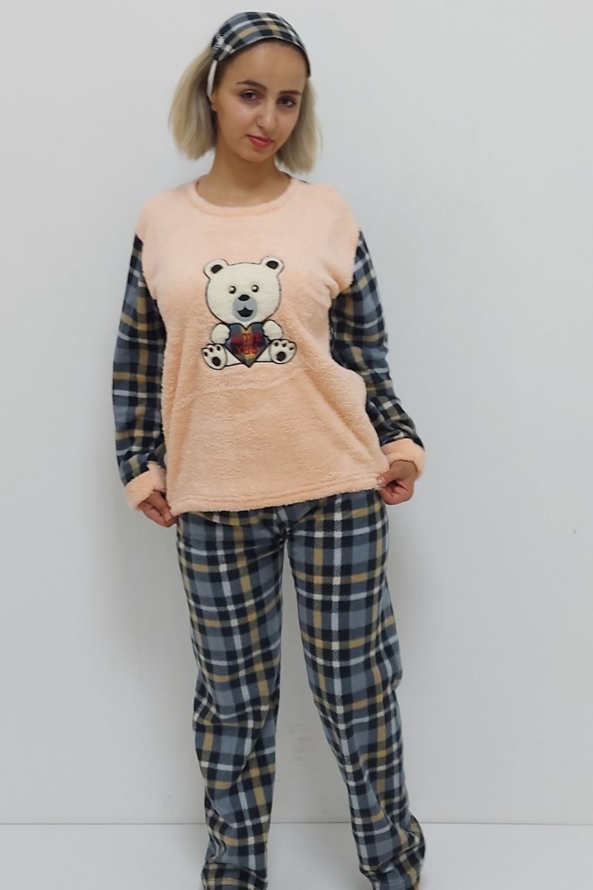 Lisinya944 Panda Desenli Pijama Takımı Pudra
