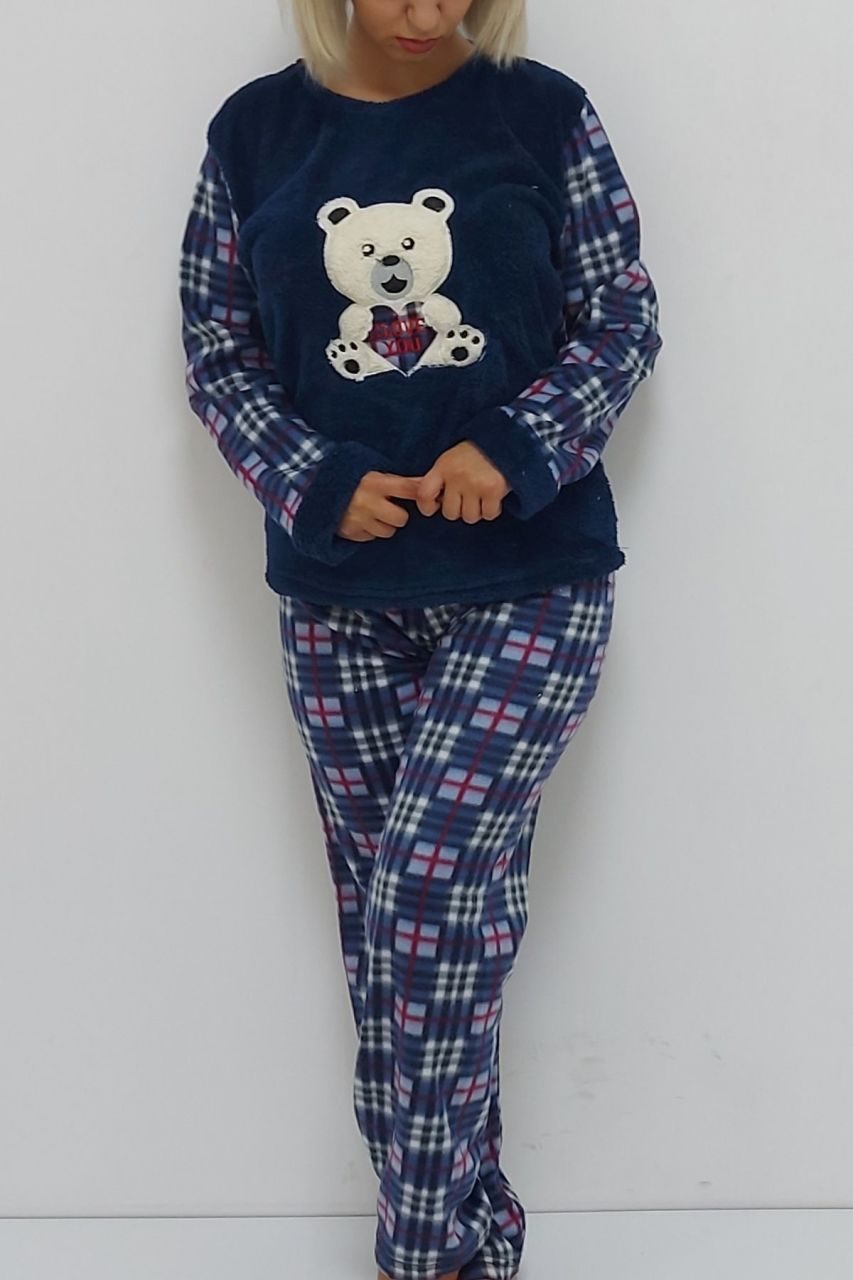 Lisinya944 Panda Desenli Pijama Takımı Lacivert