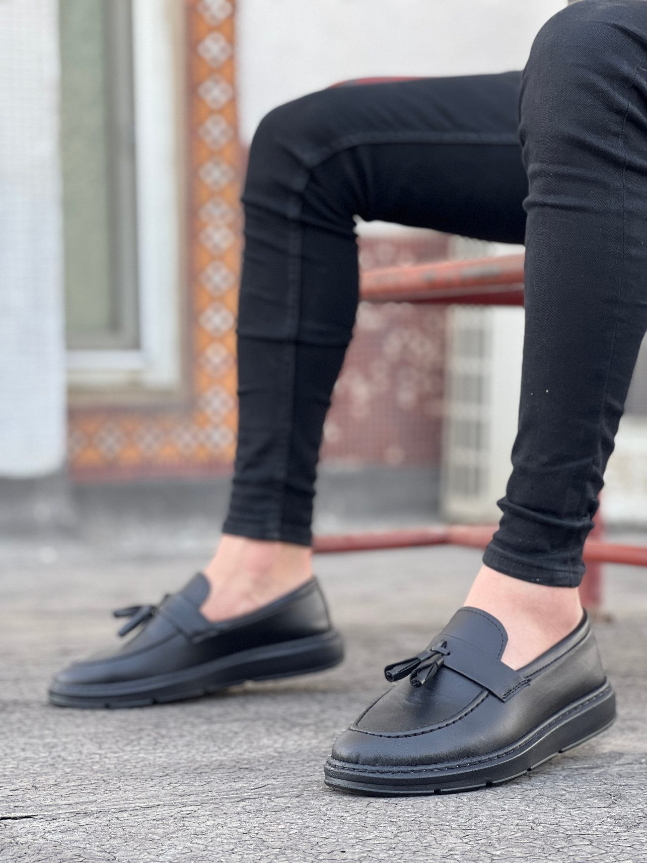 Lisinya946 Bağcıksız Yüksek Taban Klasik Kemerli Püsküllü Corcik Erkek Ayakkabı