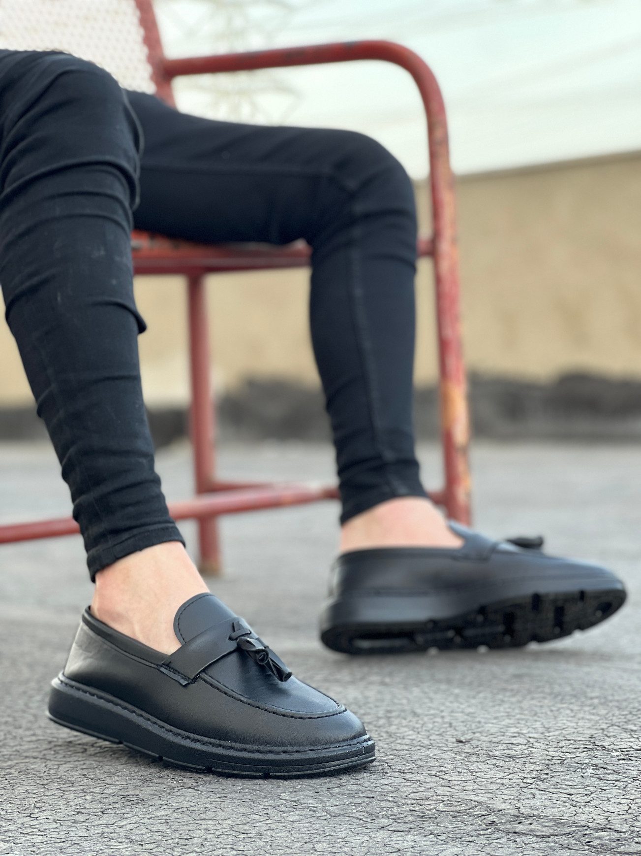 Lisinya946 Bağcıksız Yüksek Taban Klasik Kemerli Püsküllü Corcik Erkek Ayakkabı