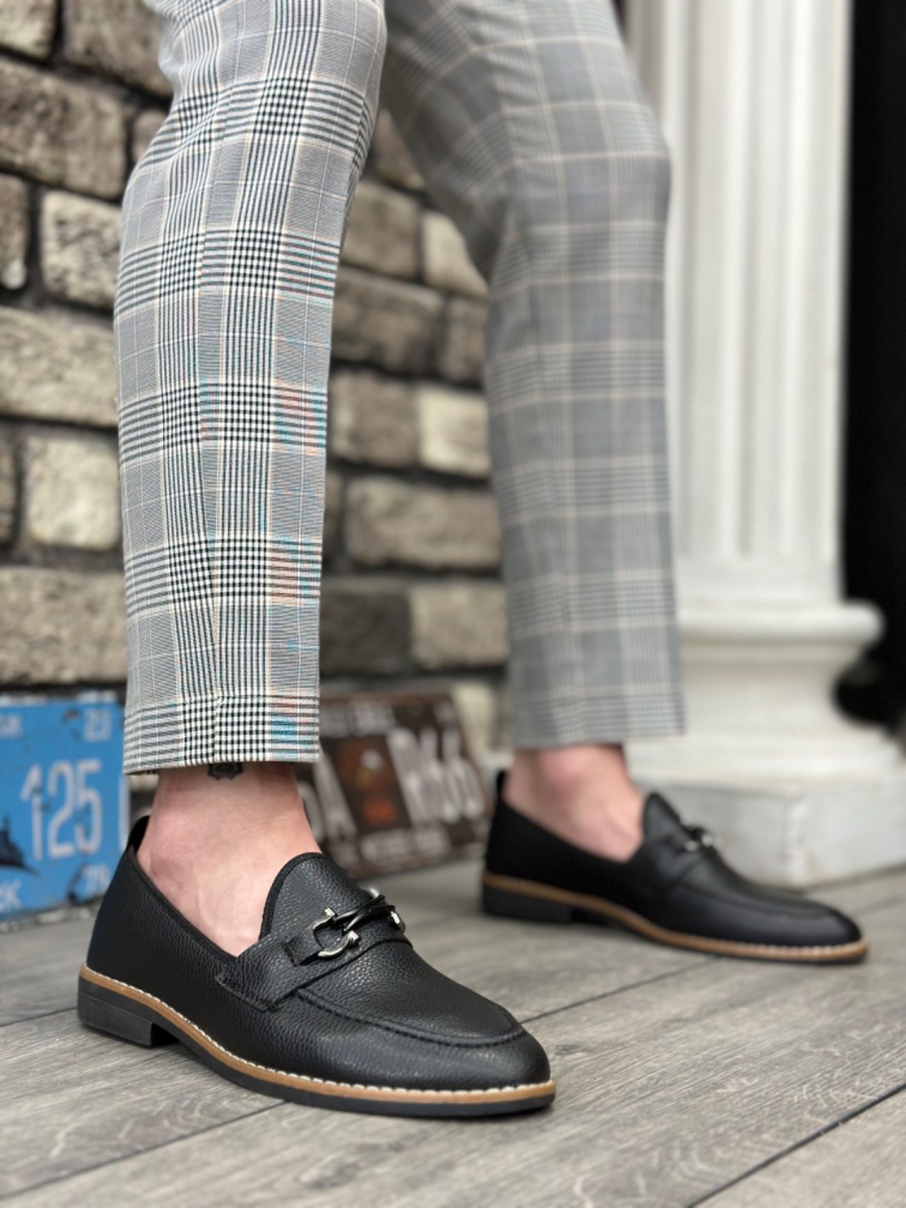 Lisinya946 Cilt Püsküllü Corcik Siyah Çengel Tokalı Klasik Erkek Ayakkabısı