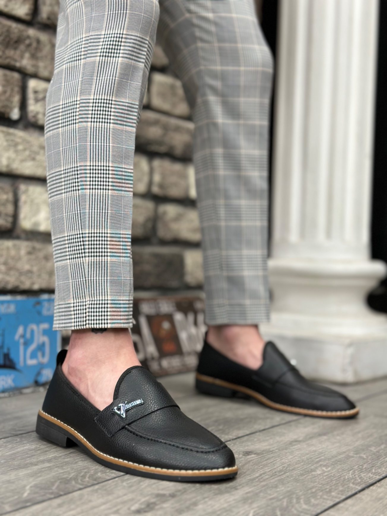 Lisinya946 Cilt Püsküllü Corcik Siyah V Fashıon Tokalı Klasik Erkek Ayakkabısı