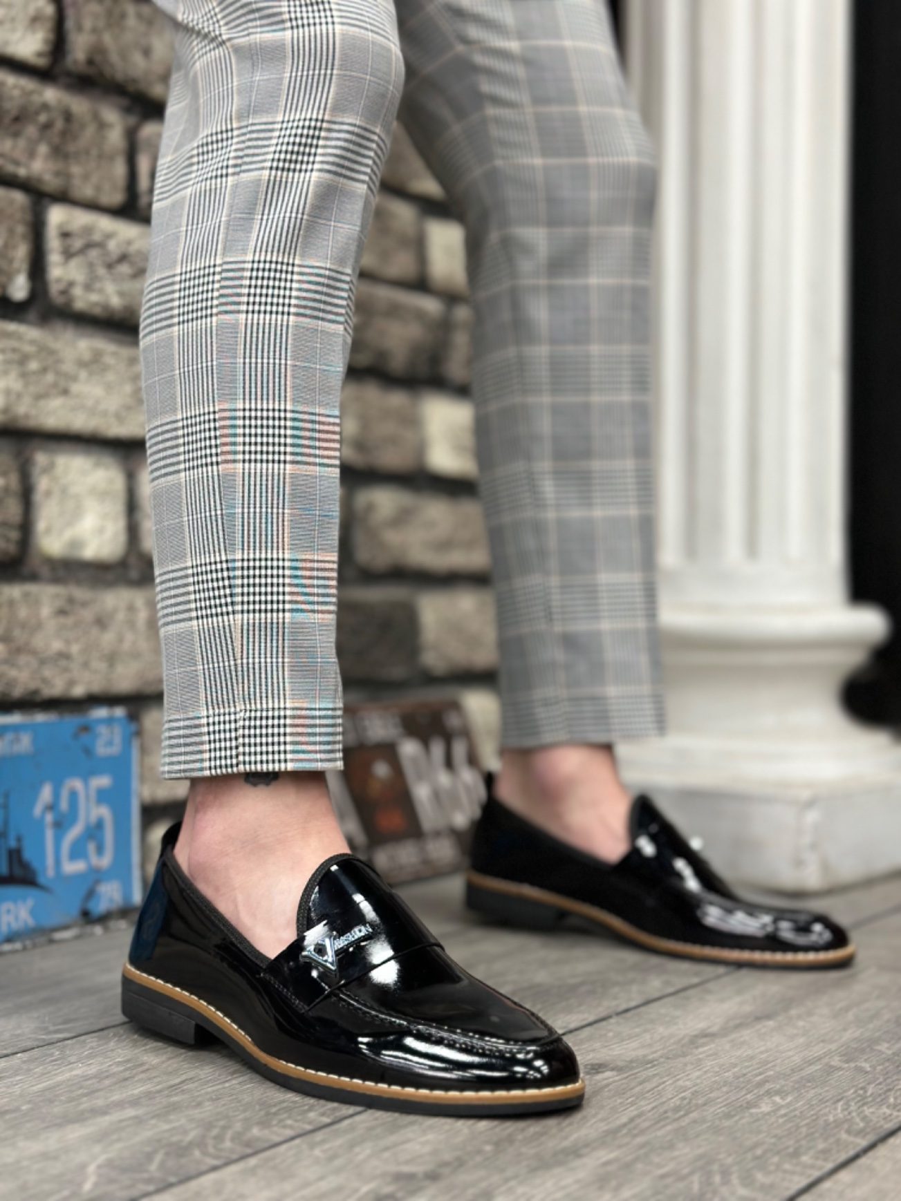 Lisinya946 Rugan Püsküllü Corcik Siyah V Fashıon Tokalı Klasik Erkek Ayakkabısı