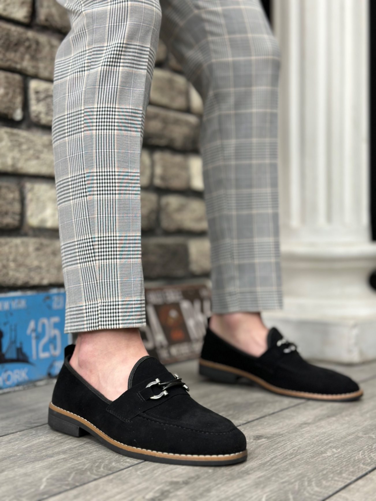 Lisinya946 Süet Püsküllü Corcik Siyah Çengel Tokalı Klasik Erkek Ayakkabısı