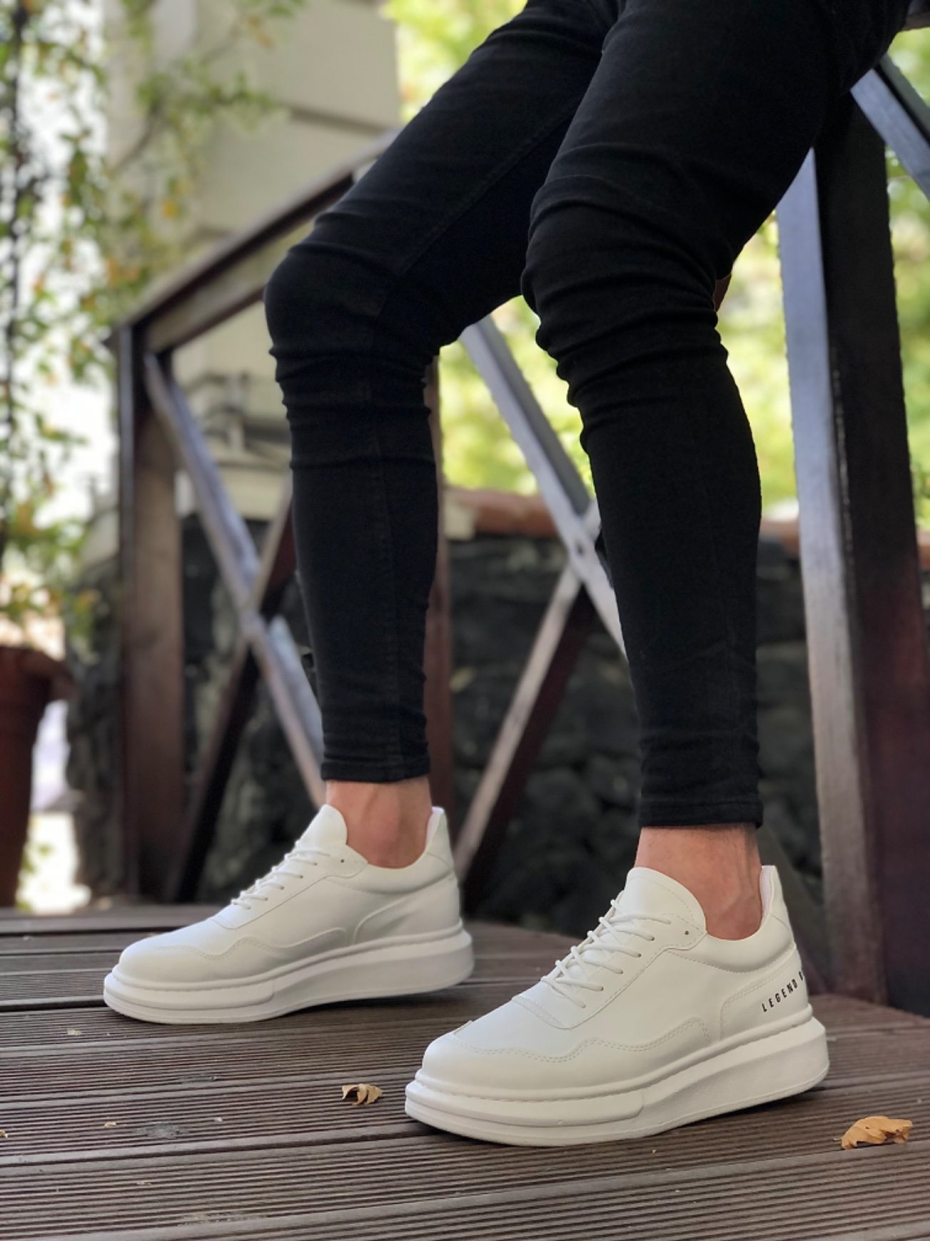 Lisinya946  Yüksek Taban Beyaz Bağcıklı Erkek Ayakkabı
