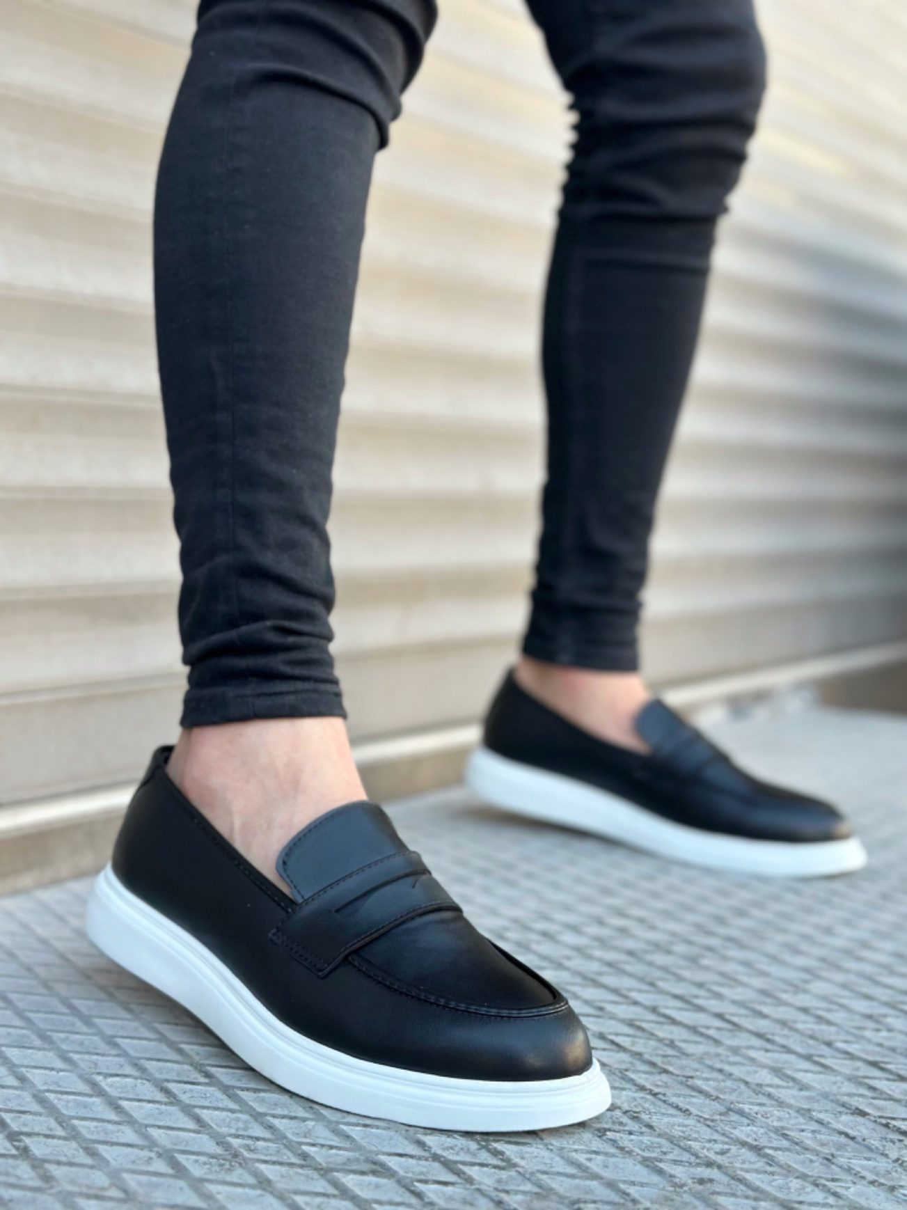 Lisinya946 Bağcıksız Yüksek Beyaz Taban Klasik Cilt Corcik Erkek Ayakkabı