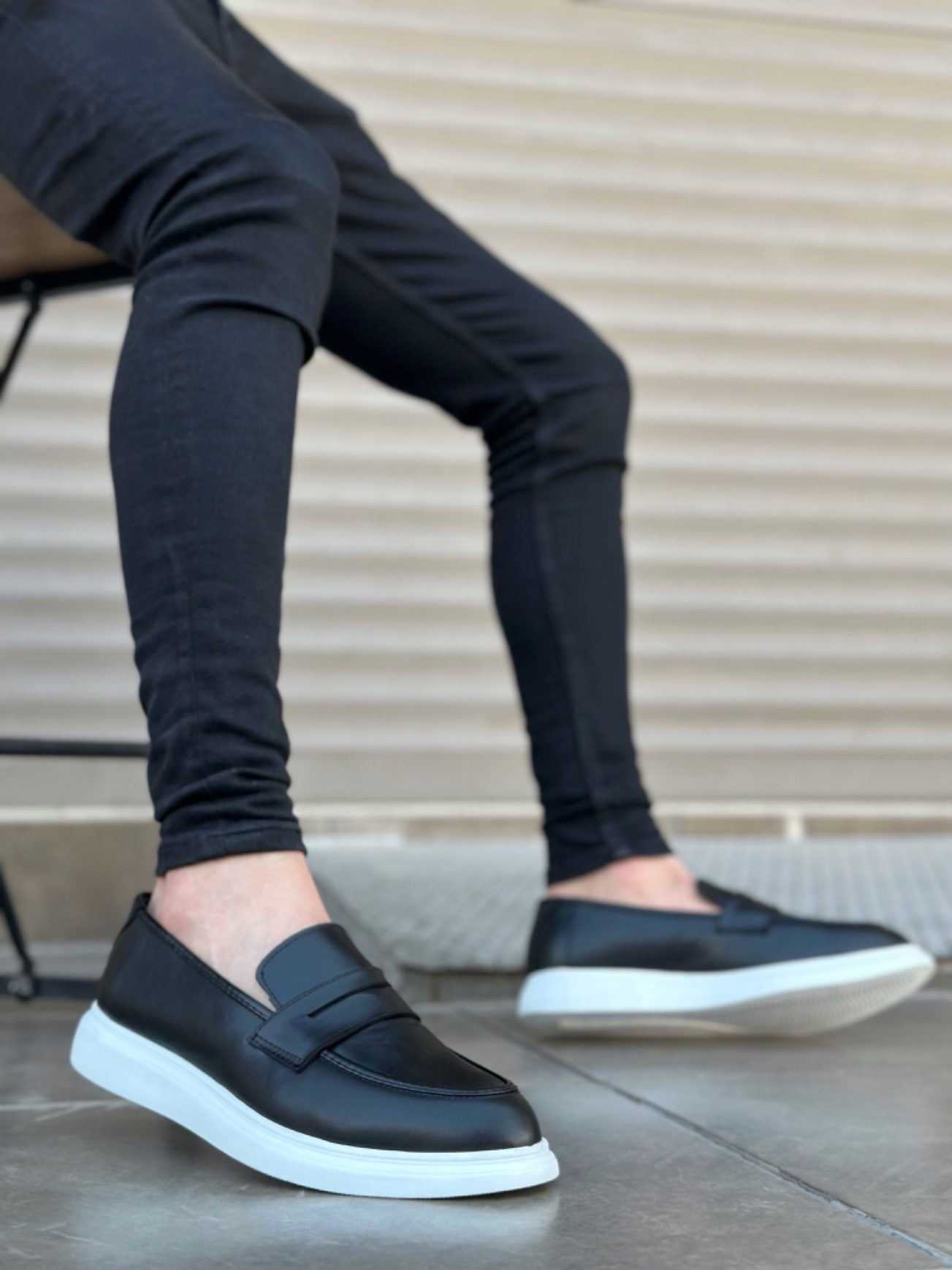 Lisinya946 Bağcıksız Yüksek Beyaz Taban Klasik Cilt Corcik Erkek Ayakkabı