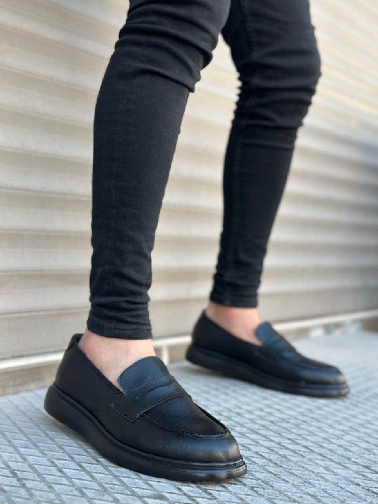 Lisinya946 Bağcıksız Yüksek Siyah Taban Klasik Cilt Corcik Erkek Ayakkabı