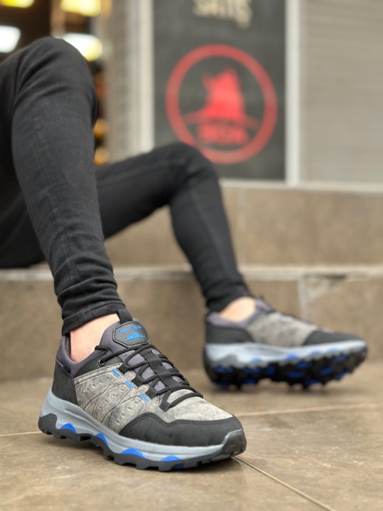 Lisinya946 Kalın Termo Taban Gri Mavi Erkek Trekking Outdoor Ayakkabı