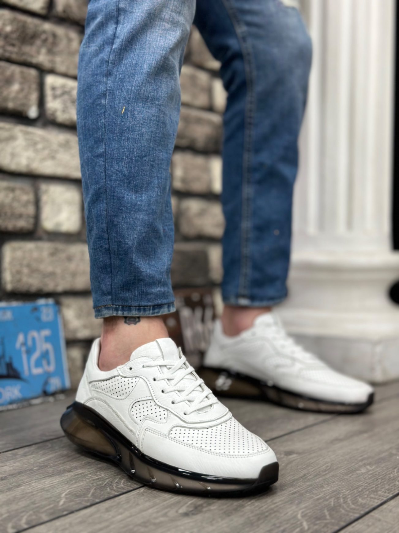 Lisinya946 İçi Dışı Hakiki Deri Rahat Taban Beyaz Sneakers Casual Erkek Ayakkabı