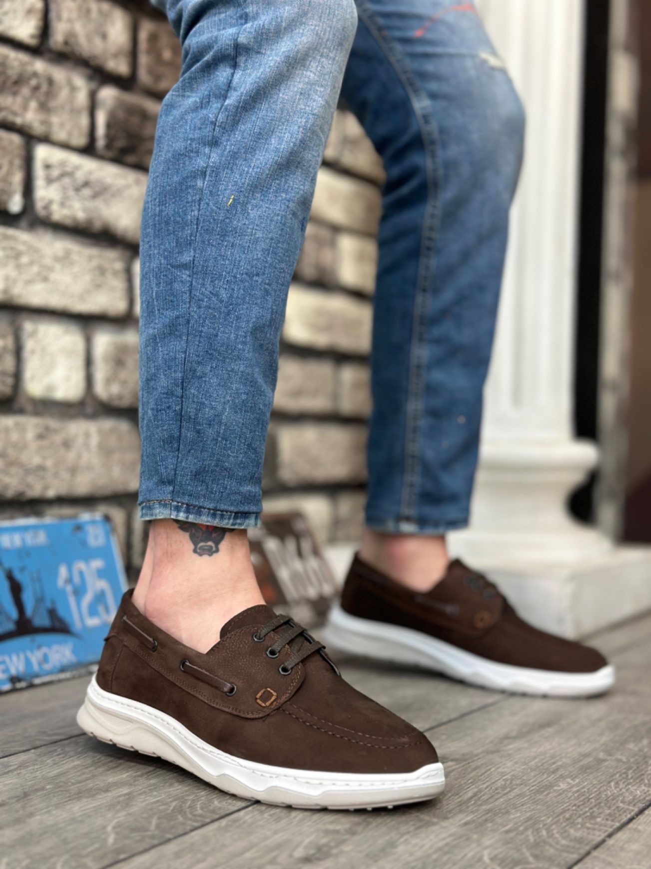 Lisinya946 İçi Dışı Hakiki Nubuk Deri Classic Kahverengi Günlük Erkek Ayakkabı