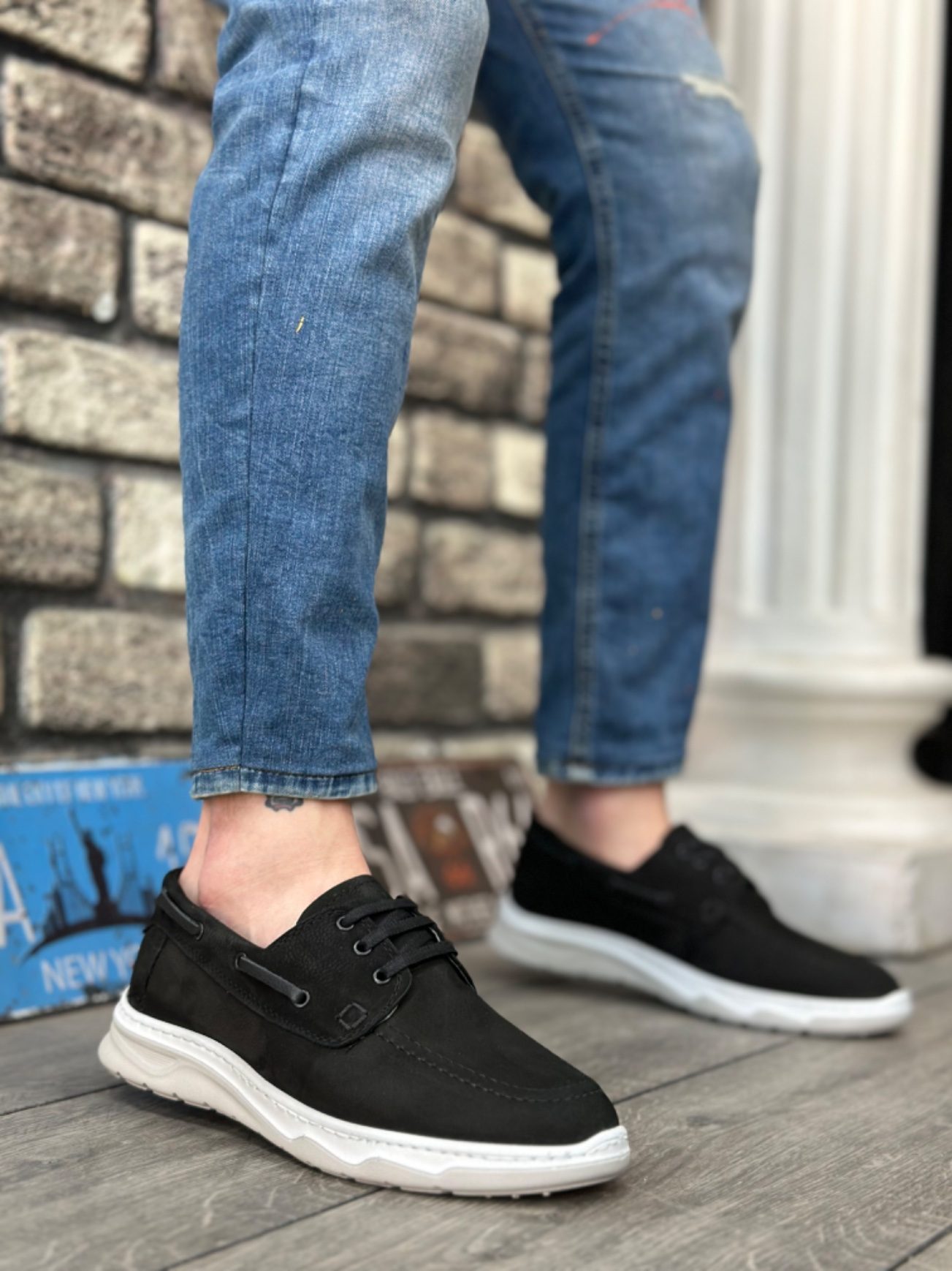 Lisinya946 İçi Dışı Hakiki Nubuk Deri Classic Siyah Günlük Erkek Ayakkabı