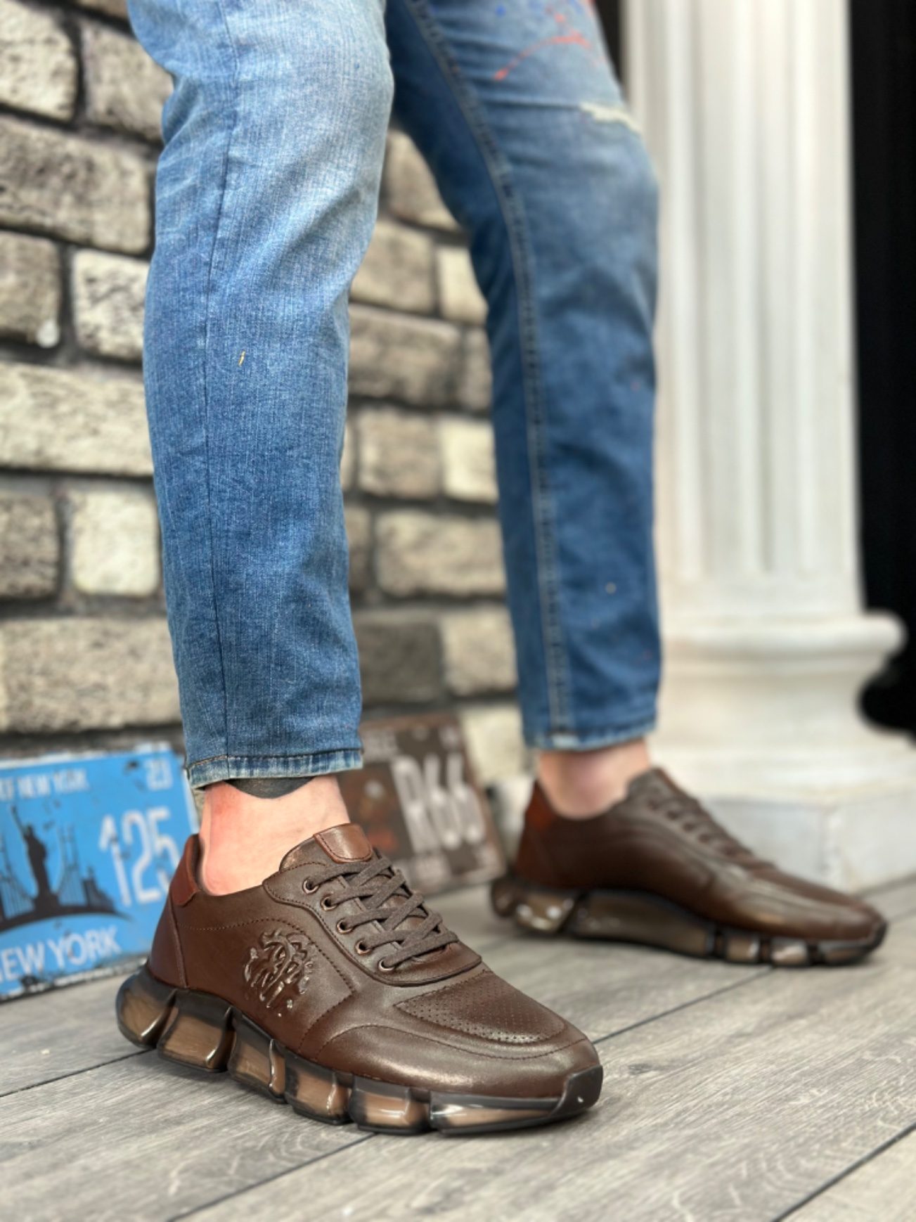 Lisinya946 İçi Dışı Hakiki Deri Rahat Taban Kahve Sneakers Casual Erkek Ayakkabı