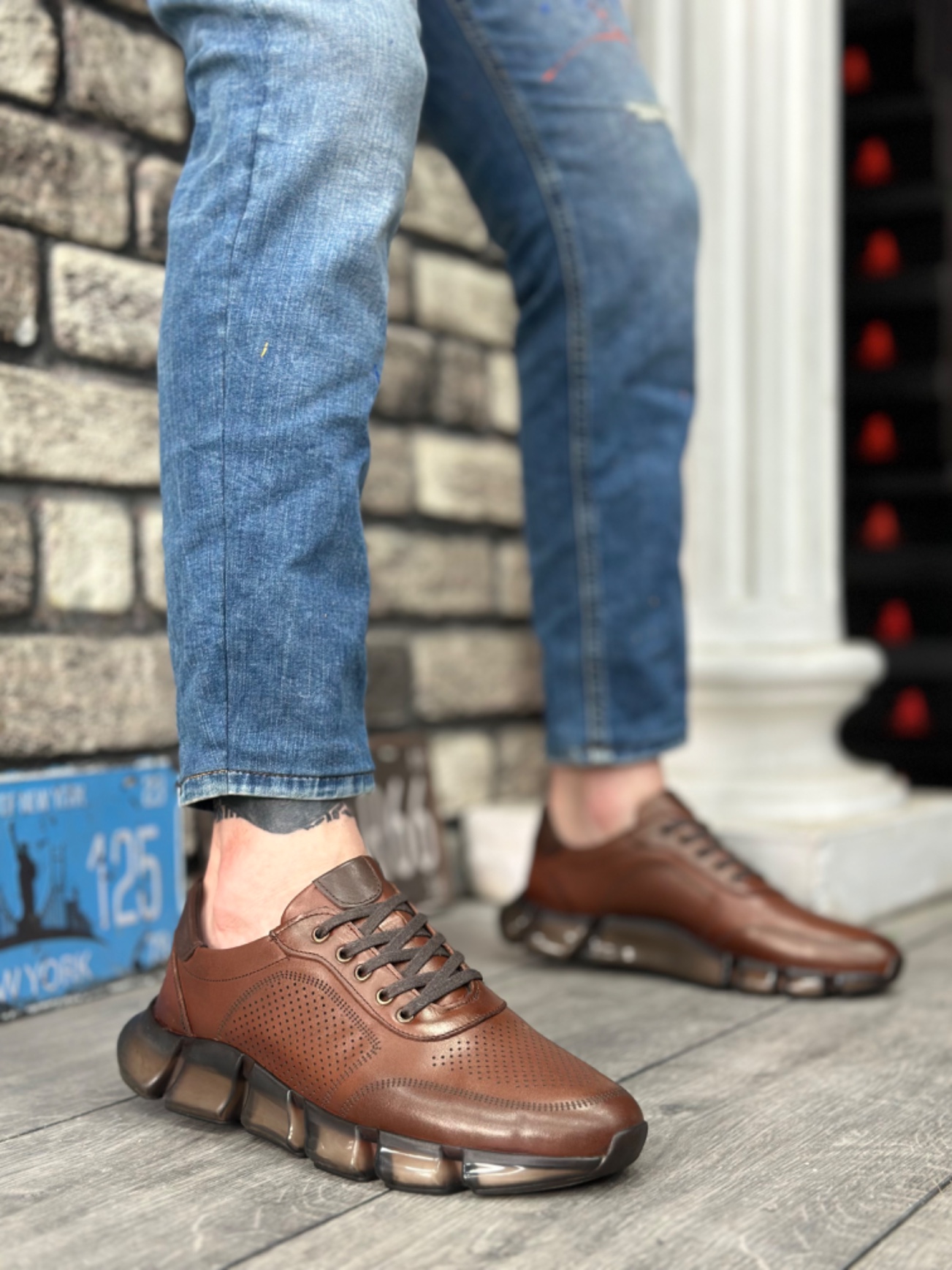 Lisinya946 İçi Dışı Hakiki Deri Rahat Taban Taba Sneakers Casual Erkek Ayakkabı