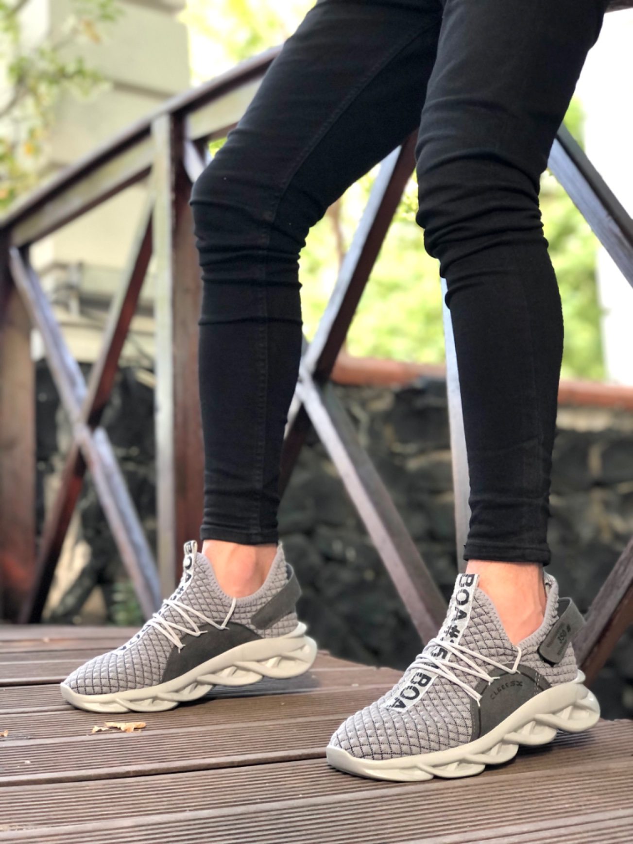 Lisinya946 Yüksek Taban Tarz Sneakers Cırt Detaylı Gri Erkek Spor Ayakkabısı