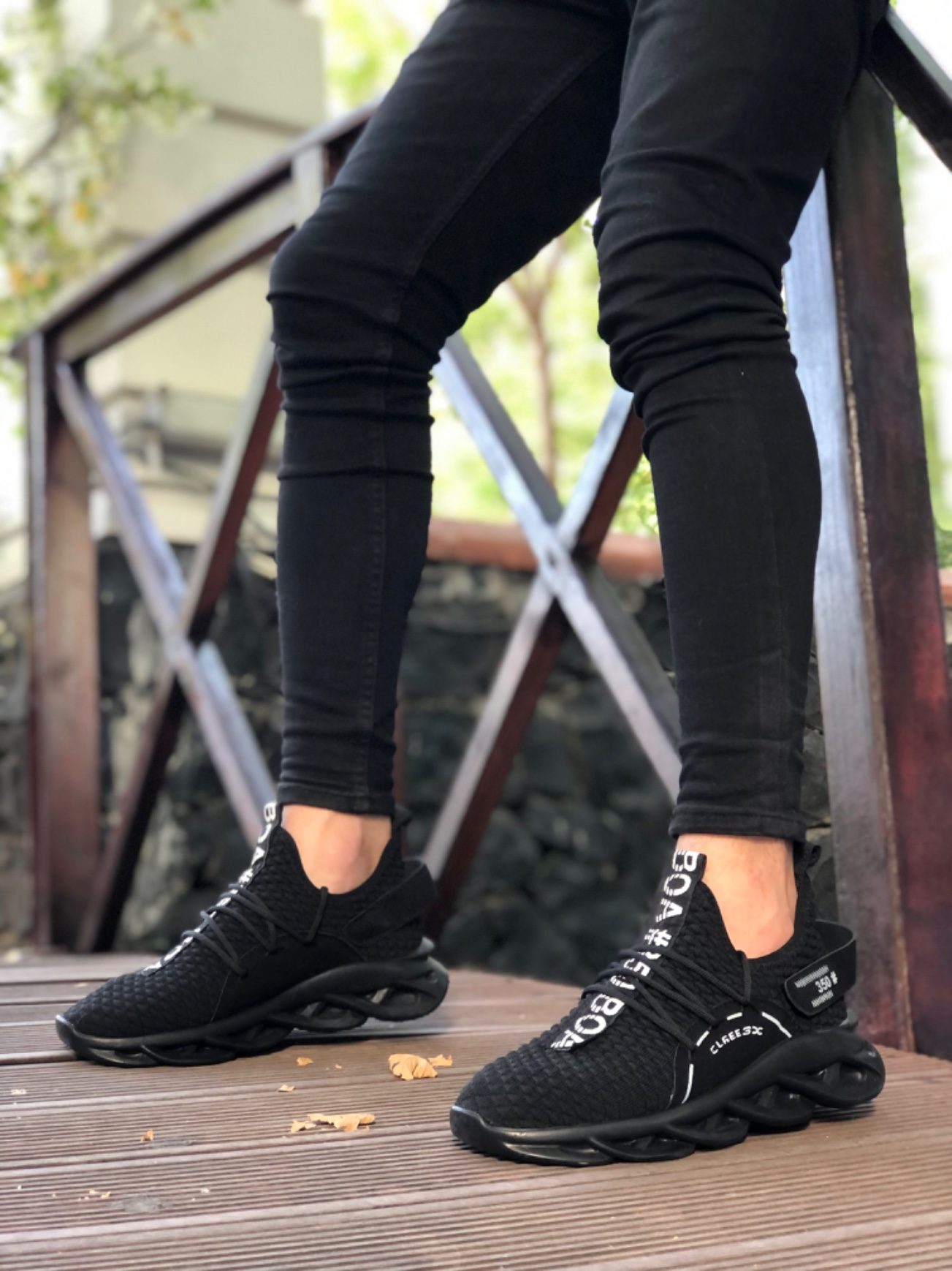 Lisinya946 Yüksek Taban Tarz Sneakers Cırt Detaylı Siyah Erkek Spor Ayakkabısı