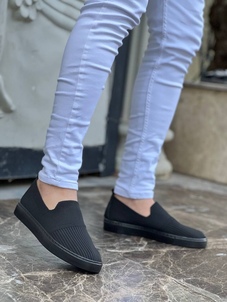 Lisinya946 Siyah Triko Siyah  Yüksek Taban Bağcıklı Günlük Erkek Ayakkabı