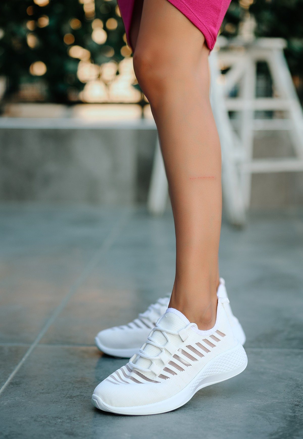 Lisinya943 Beyaz Triko Spor Ayakkabı