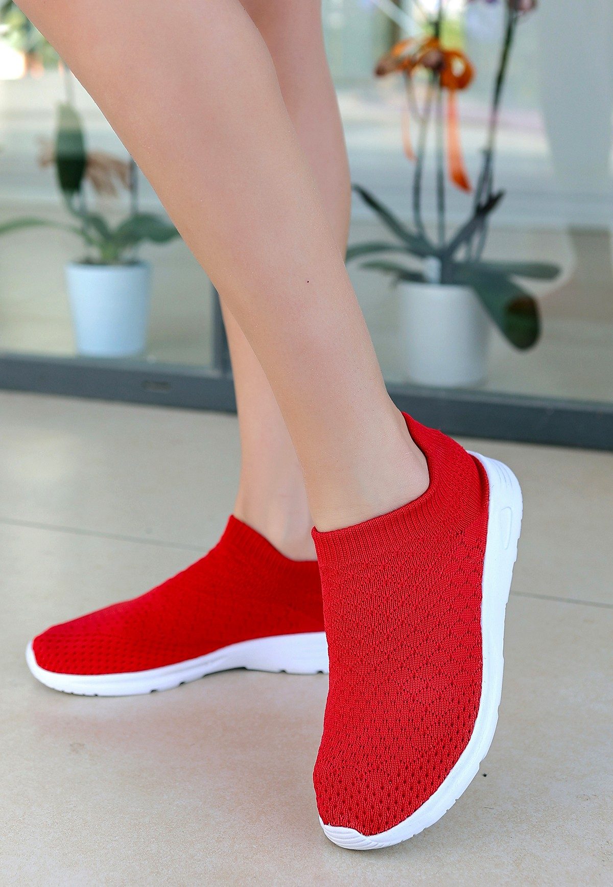 Lisinya943 Kırmızı Streç Spor Ayakkabu