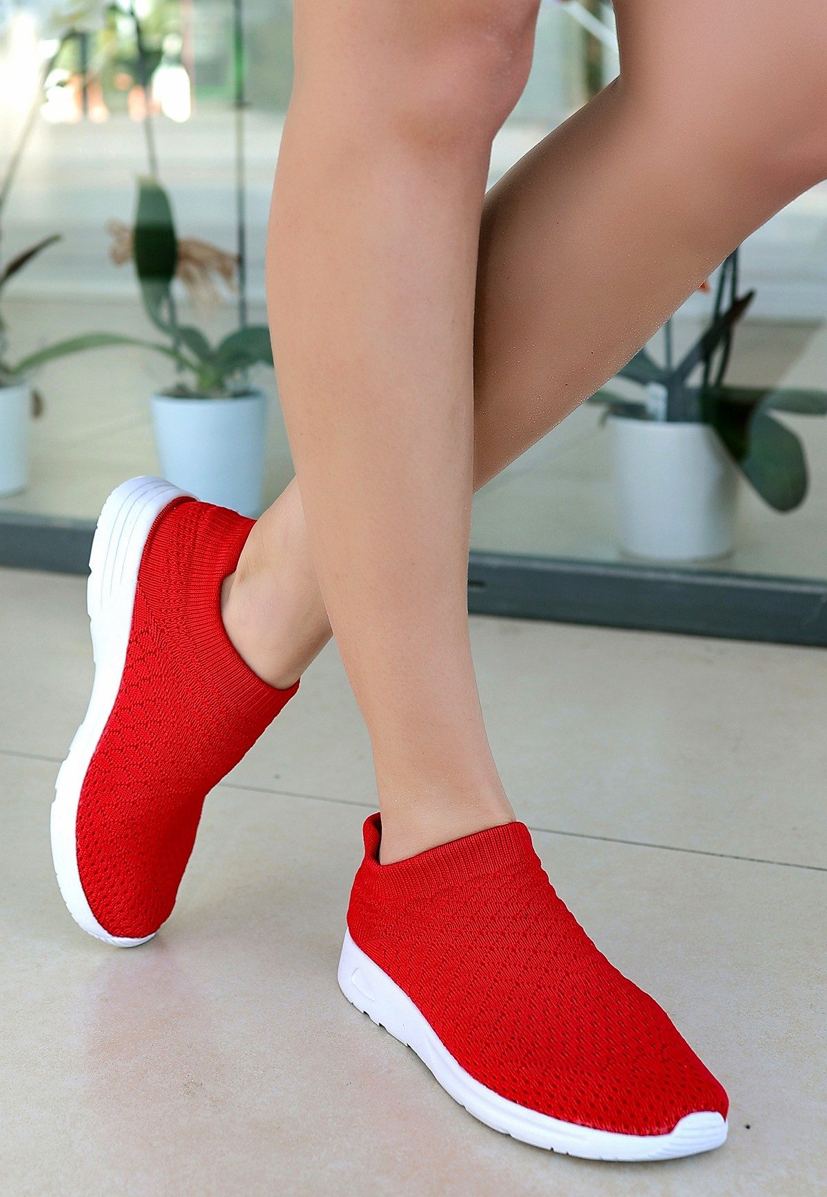 Lisinya943 Kırmızı Streç Spor Ayakkabu
