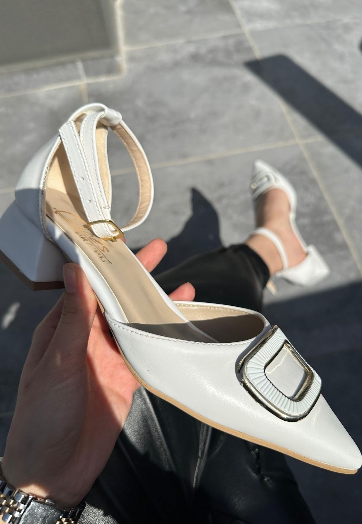 Lisinya943 Beyaz Cilt Topuklu Ayakkabı
