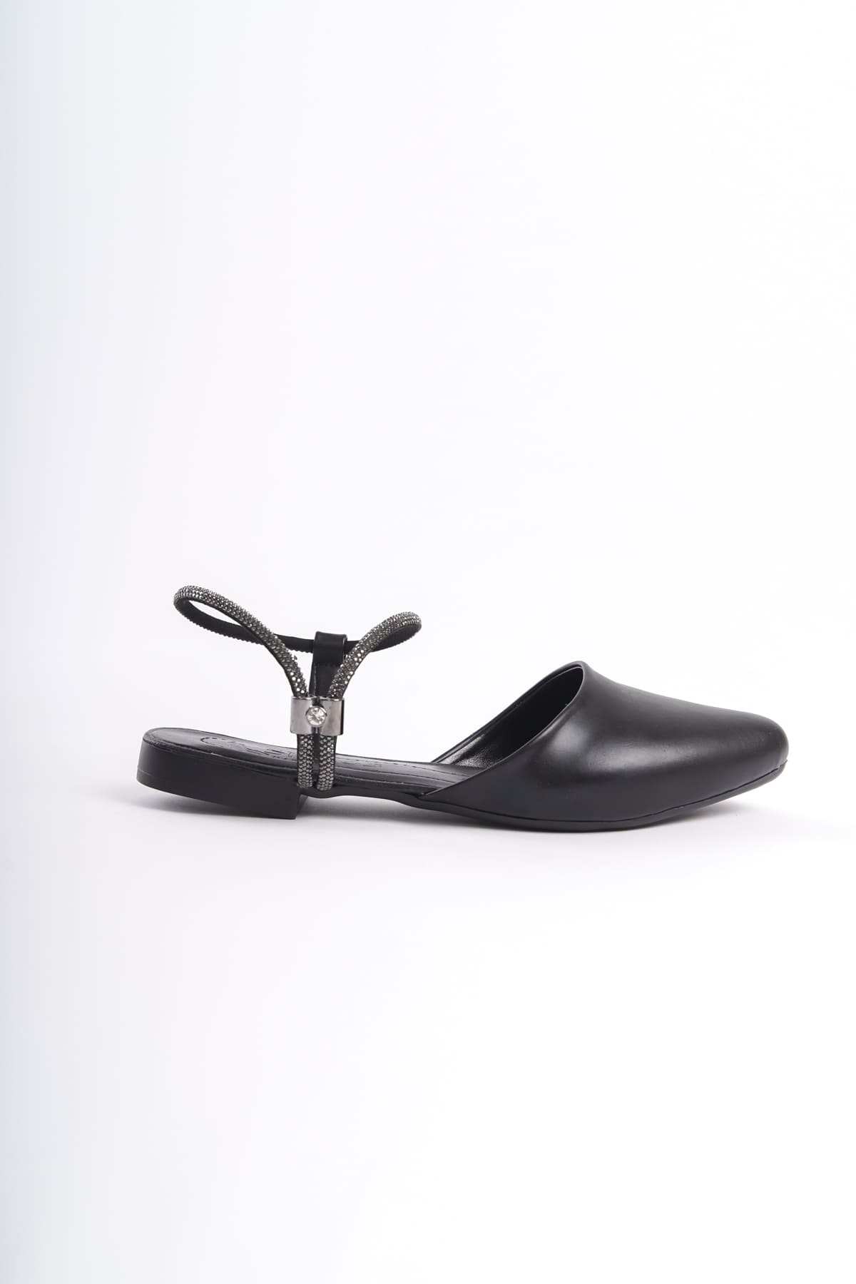 Lisinya948 NA Lastikli Ortopedik Rahat Taban Bilekten Taş Detaylı Kadın Babet Ayakkabı ST Siyah