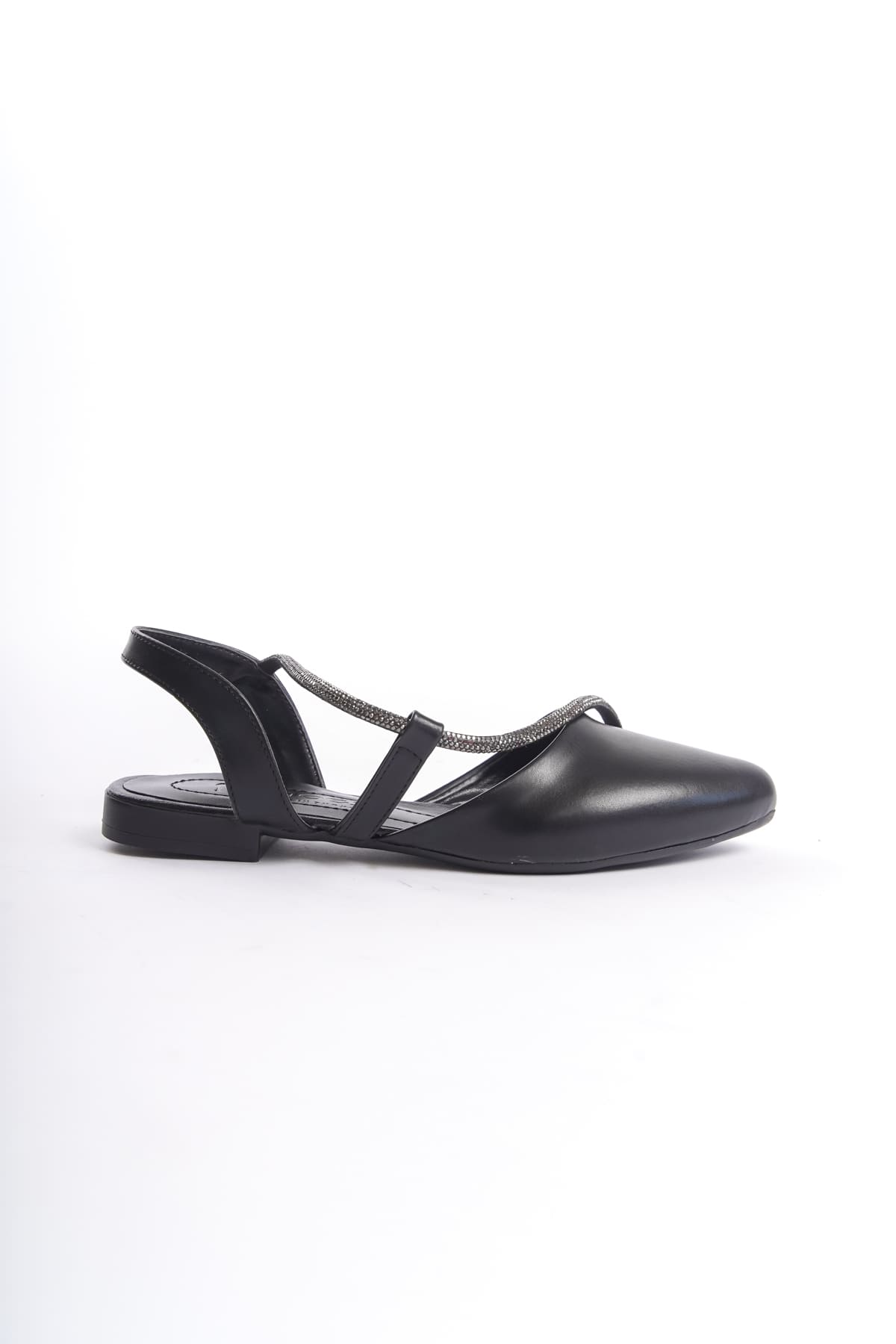 Lisinya948  Lastikli Ortopedik Rahat Taban Taş Detaylı Kadın Babet Ayakkabı ST Siyah