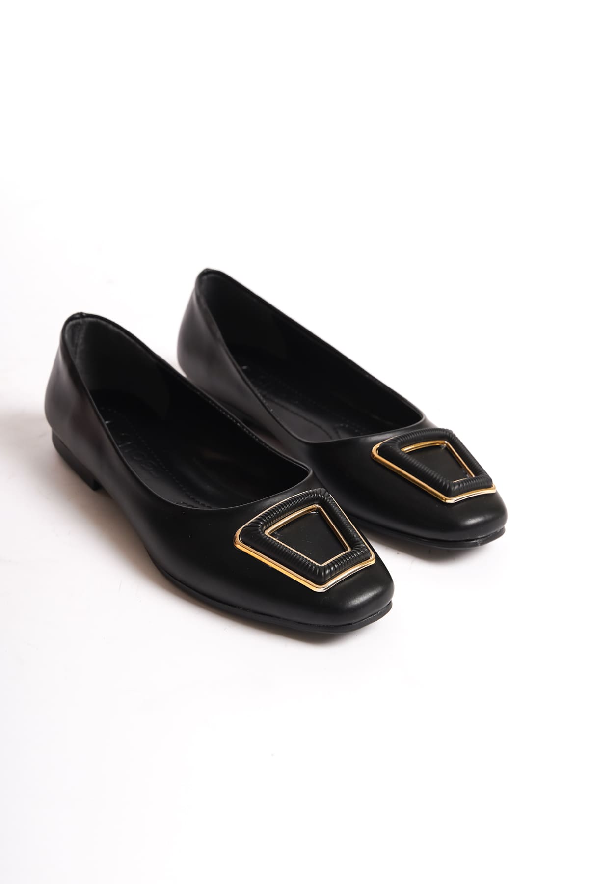 Lisinya948  Bağcıksız Ortopedik Rahat Taban Toka Detaylı Kadın Babet Ayakkabı ST Siyah