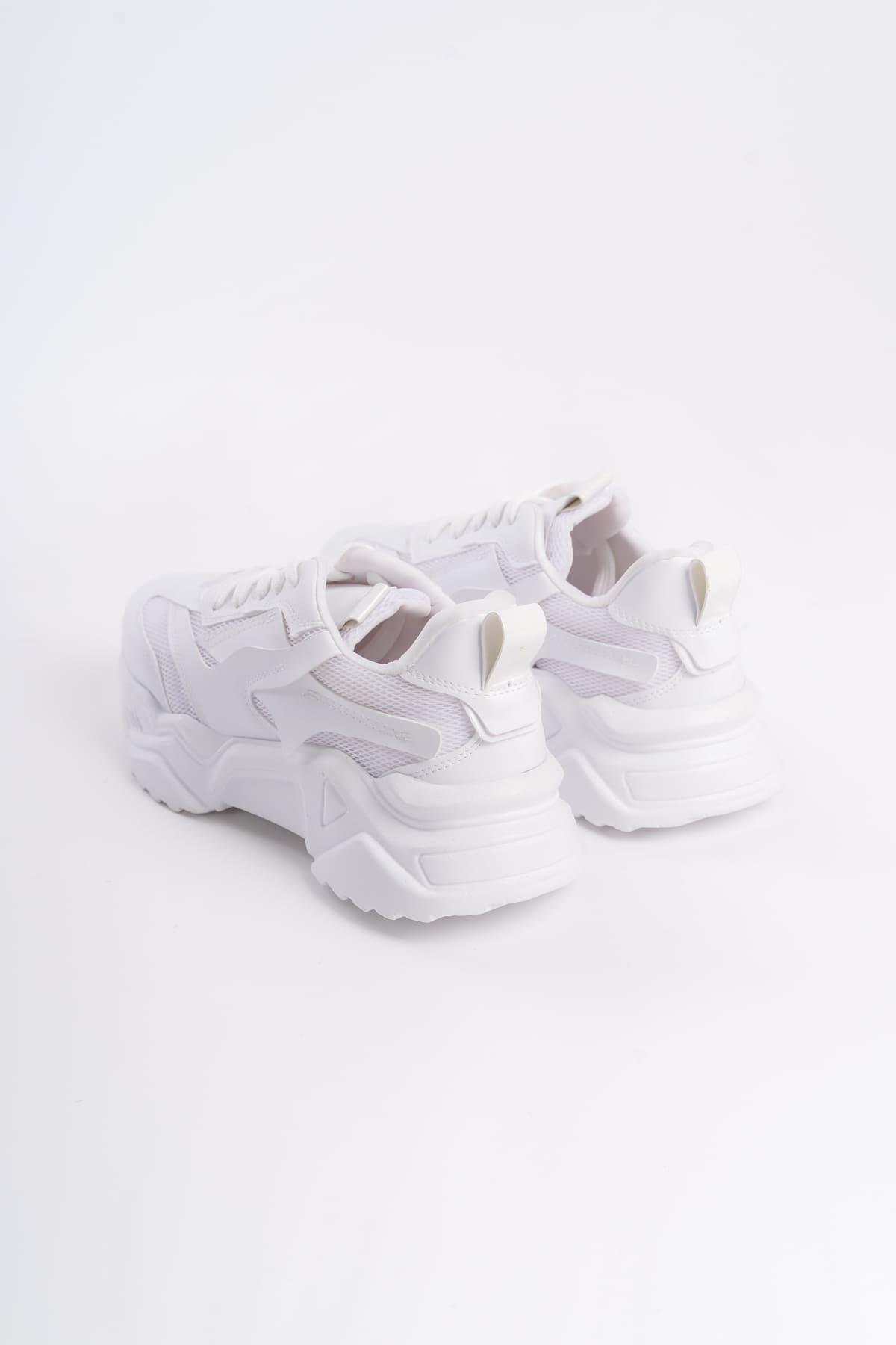 Lisinya948  Bağcıklı Ortopedik Taban Triko Detaylı Kadın Spor Ayakkabı BT Beyaz