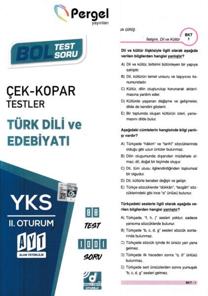 Pergel AYT Türk Dili ve Edebiyatı Çek-Kopar Yaprak Test (Yeni)