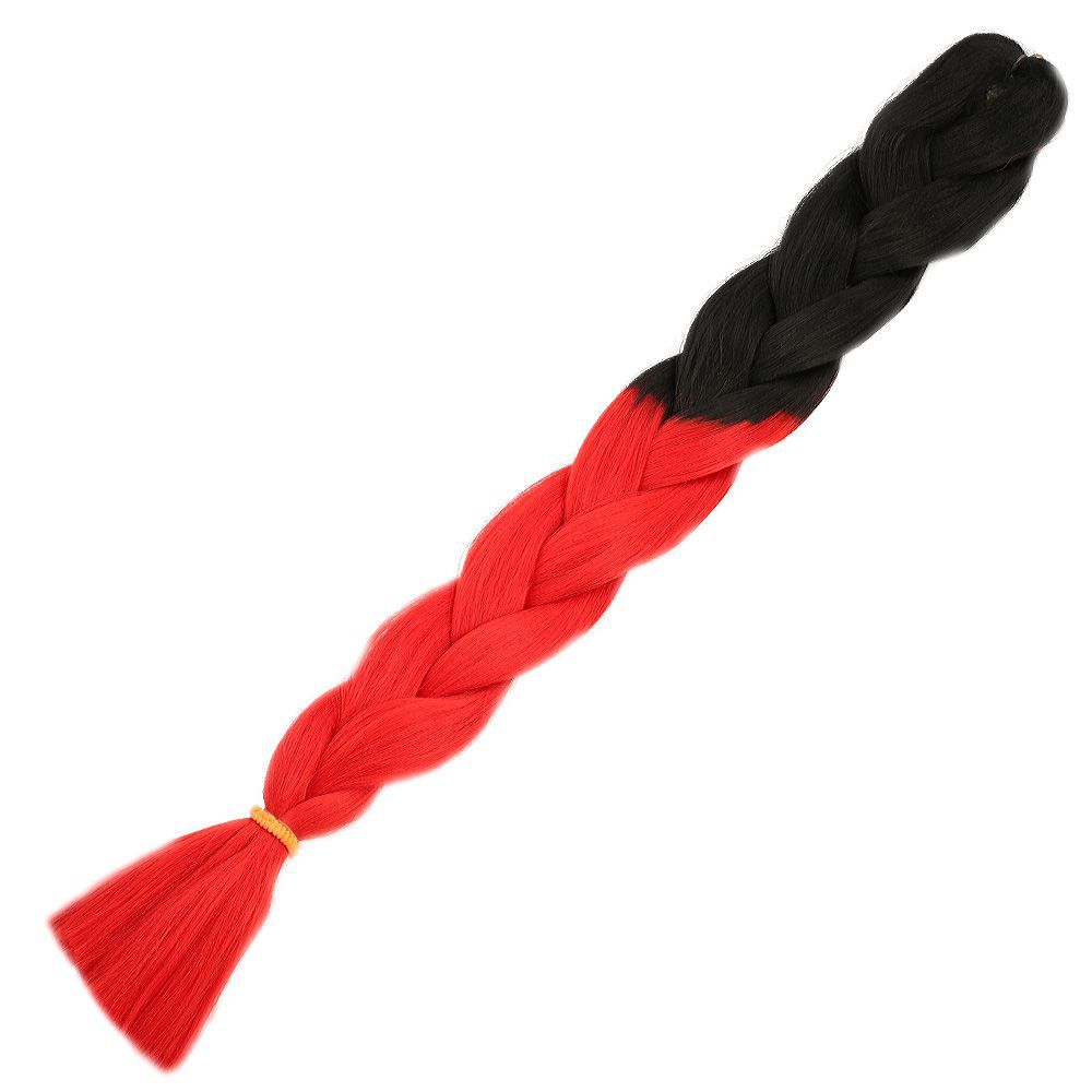 Lisinya201 Afrika Örgülük Sentetik Ombreli Saç 100 Gr. / Siyah / Kırmızı