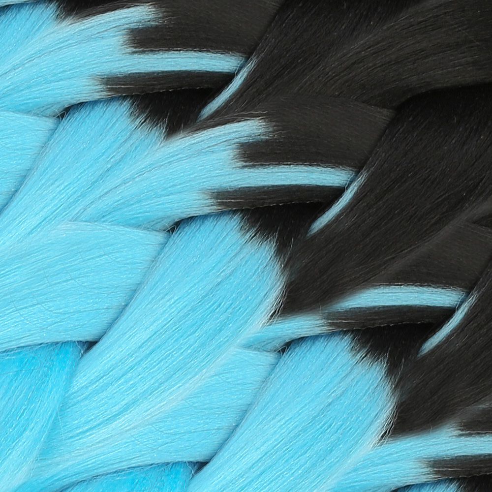 Lisinya201 Afrika Örgülük Sentetik Ombreli Saç 100 Gr. / Siyah / Açık Mavi