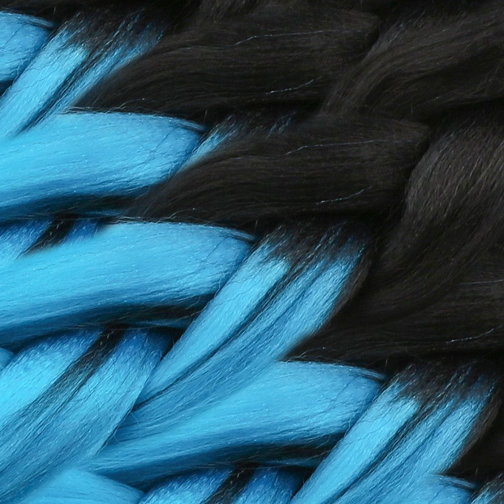 Lisinya201 Afrika Örgüsü Ve Rasta İçin Sentetik Ombreli Saç / Siyah / Turkuaz Mavi