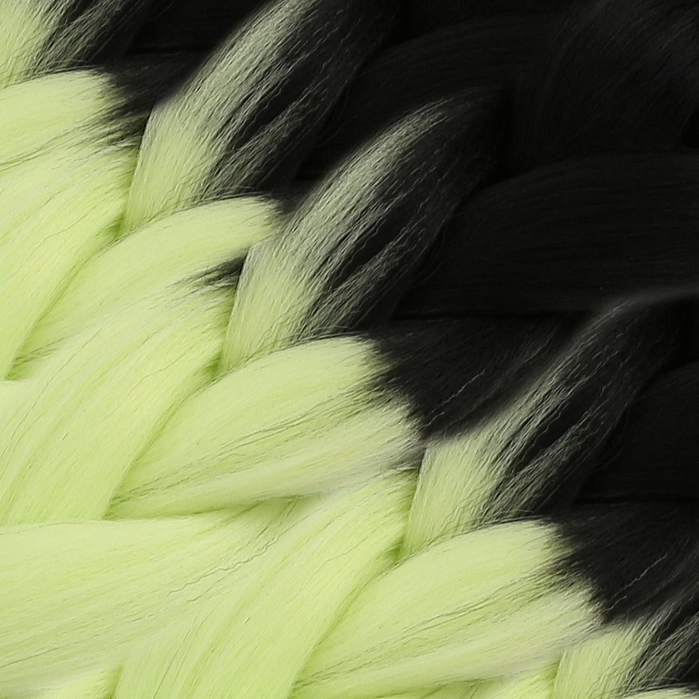 Lisinya201 Afrika Örgülük Sentetik Ombreli Saç 100 Gr. / Siyah / Açık Fıstık Yeşili