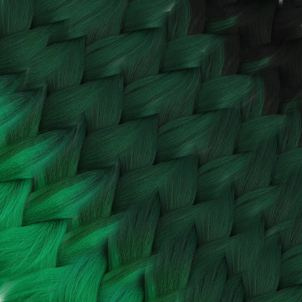 Lisinya201  Afrika Örgüsü Ve Rasta İçin Sentetik Ombreli Saç / Siyah / Koyu Yeşil / Açık Yeşil