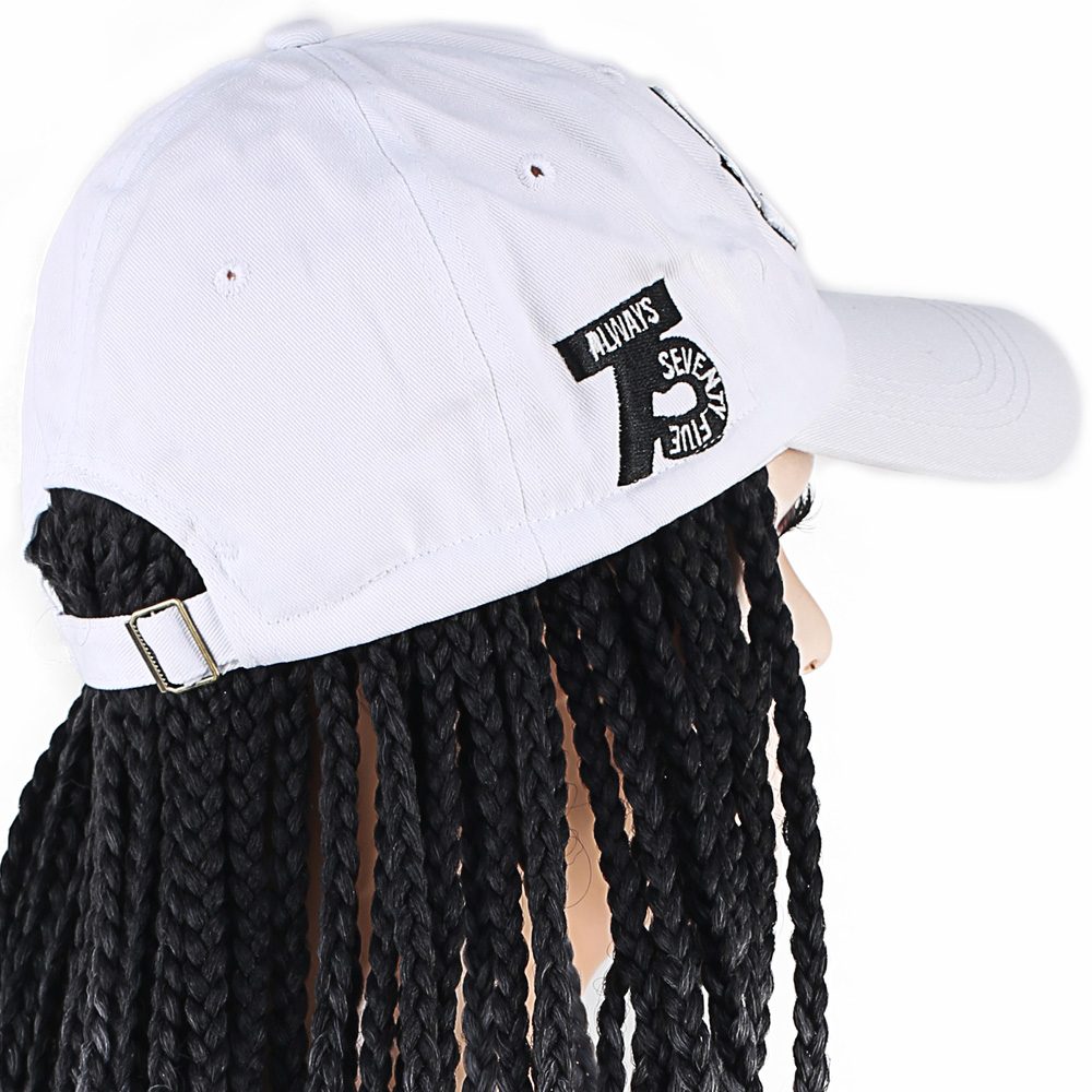 Lisinya201 Beyaz Şapkalı Örgü Peruk / Siyah / Açık Gri Ombreli