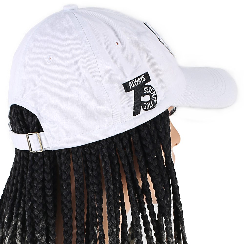 Lisinya201 Beyaz Şapkalı Örgü Peruk / Siyah / Platin Ombreli