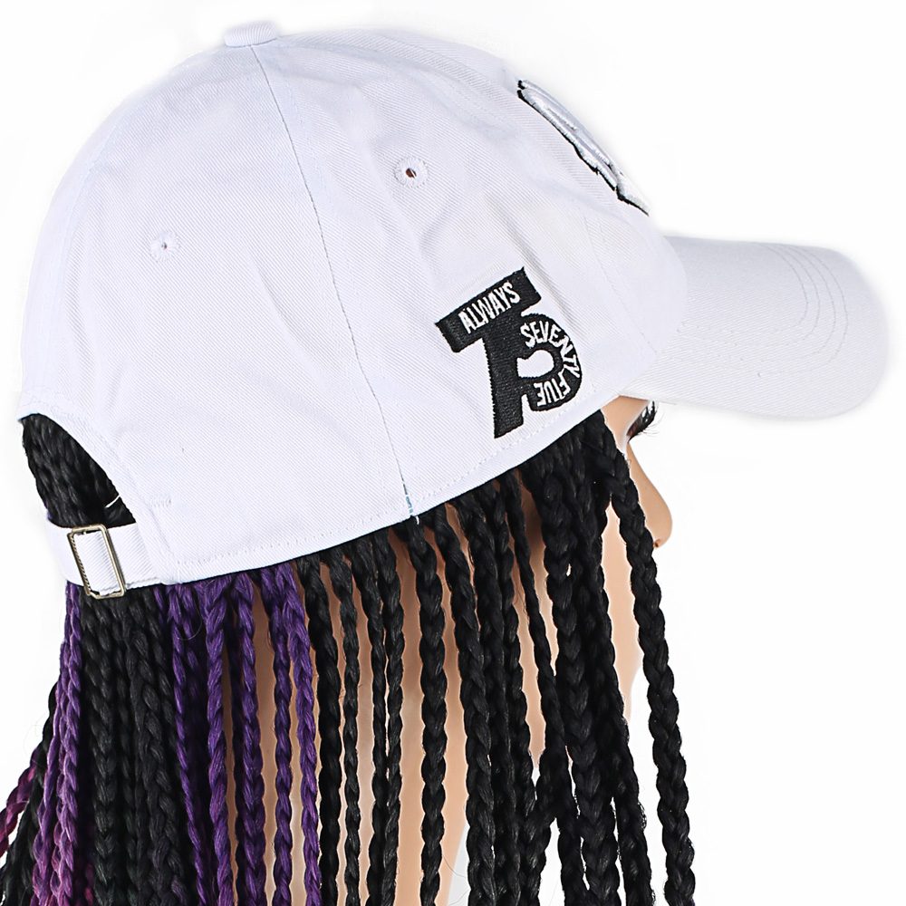 Lisinya201 Beyaz Şapkalı Örgü Peruk / Karışık Renkli