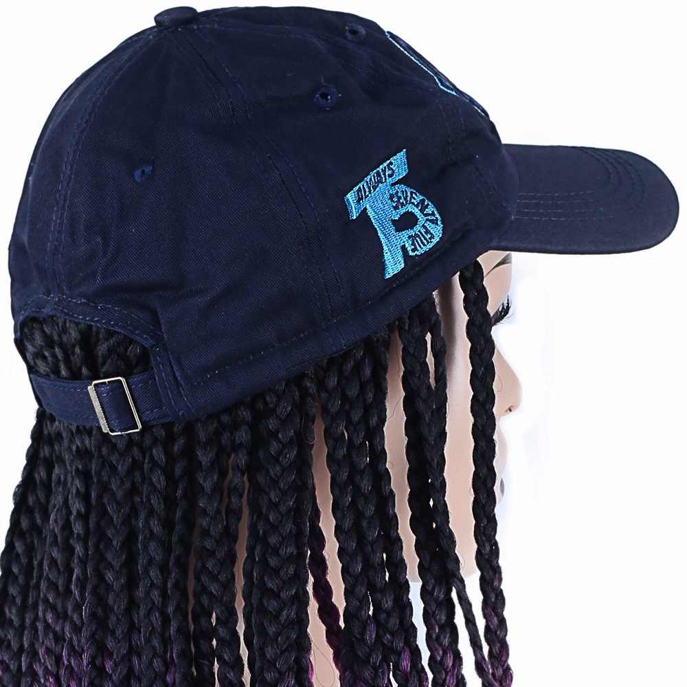 Lisinya201 Lacivert Şapkalı Örgü Peruk / Siyah / Fuşya Ombreli