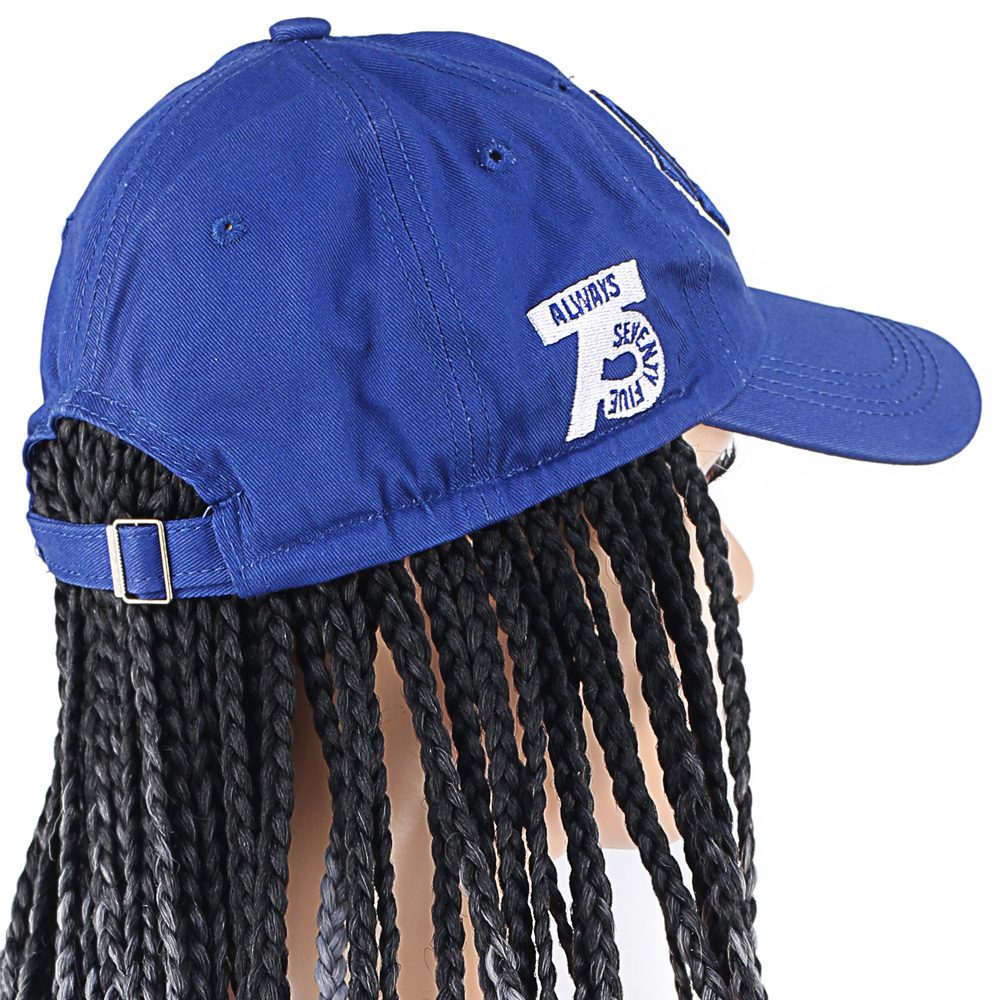 Lisinya201 Mavi Şapkalı Örgü Peruk / Siyah / Açık Gri Ombreli