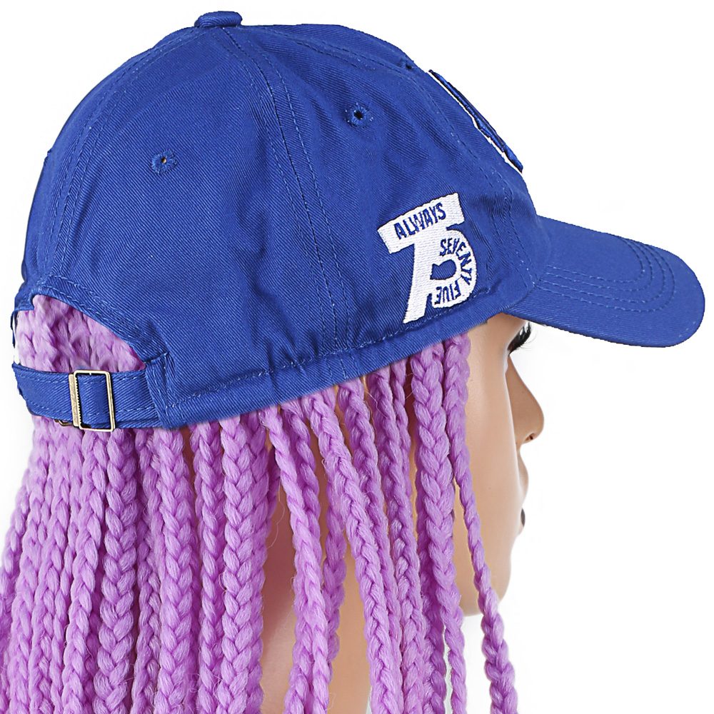 Lisinya201 Mavi Şapkalı Örgü Peruk / Lila