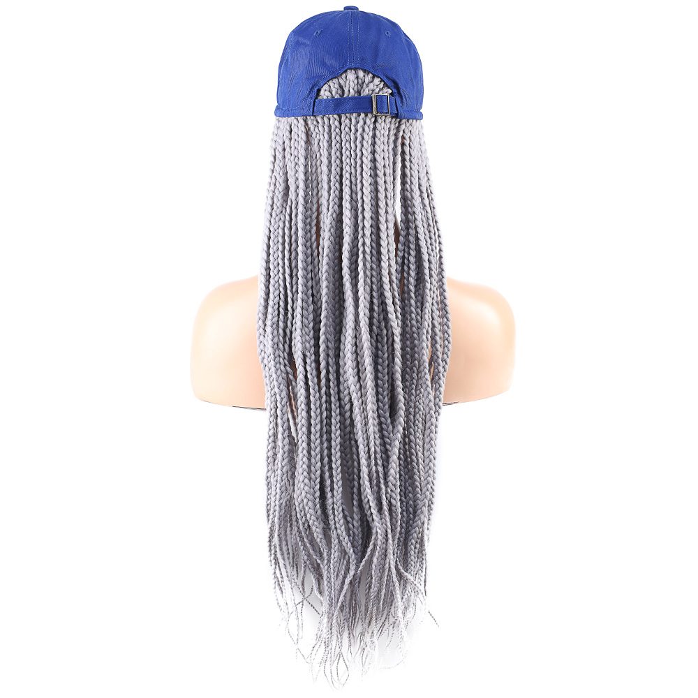 Lisinya201 Mavi Şapkalı Örgü Peruk / Orta Ton Gri