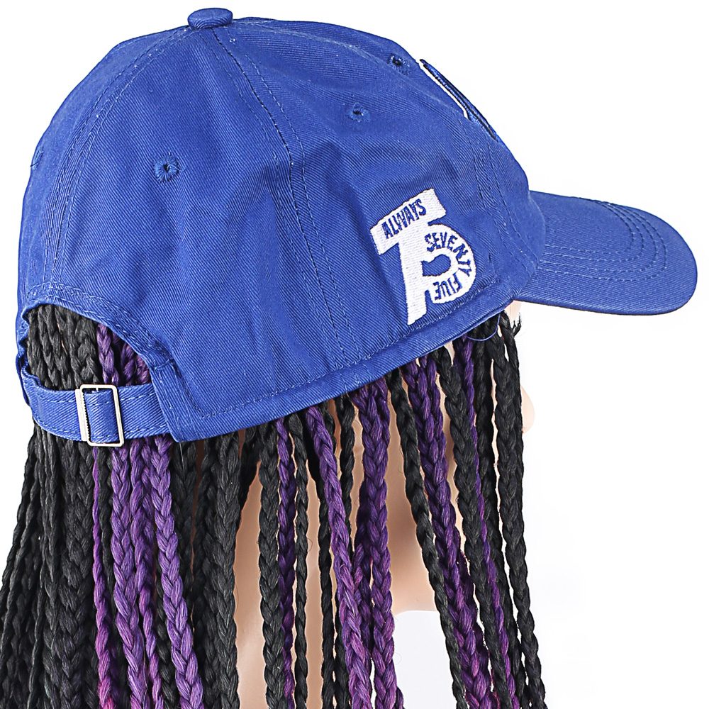 Lisinya201 Mavi Şapkalı Örgü Peruk / Karışık Renkli