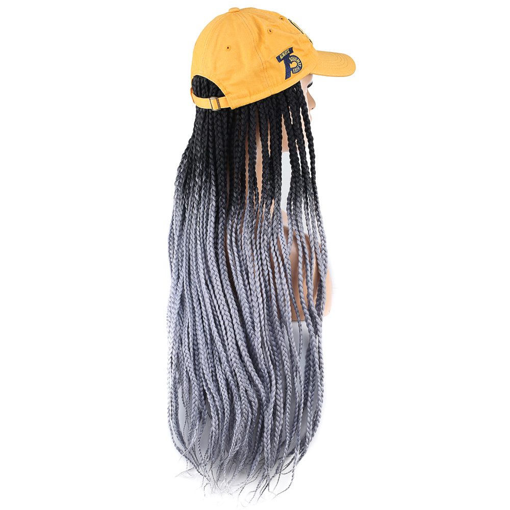Lisinya201 Sarı Şapkalı Örgü Peruk / Siyah / Açık Gri Ombreli